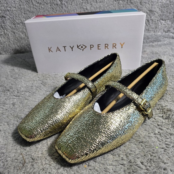 Katy Perry Collections Shoes - Katy Perry Evie Mary Jane Metallic Gold Ballet Flat Shoes Women's 11M 41 NEW